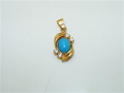 18k Yellow Gold Turquoise Pendant