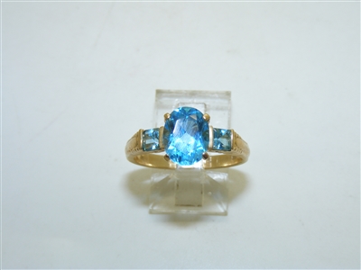 14k yellow gold Blue Topaz Ring