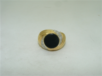 Black onyx diamond ring