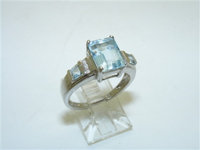 10k White Gold Diamond Diamond Blue Topaz ring