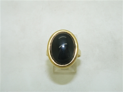 14k Yellow Gold Onyx Cabochon Ring