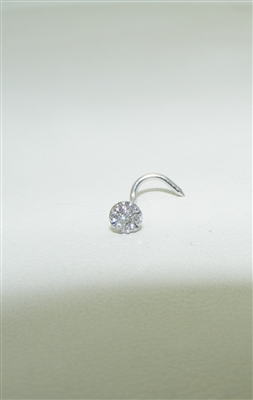 18k white gold nose piercing with diamonds