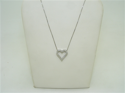 14k white gold diamond heart pendant with chain