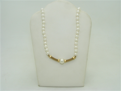 14K yellow gold white cultured pearl