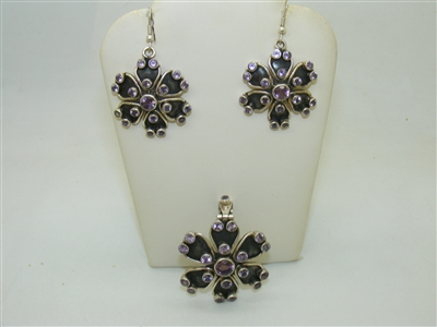 925 Silver Earring Amethyst Set