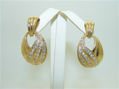 14k Yellow Gold Diamond Push Back Earrings