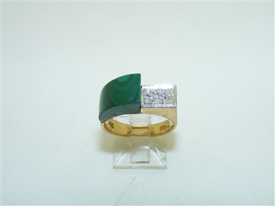 Malachite and Diamond Yellow Gold Ring