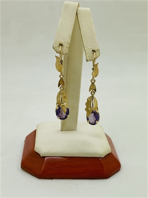 14k Yellow Gold Amethyst Earring