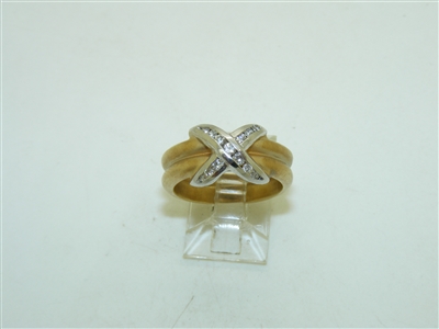 Yellow Gold 'X' Diamond Ring