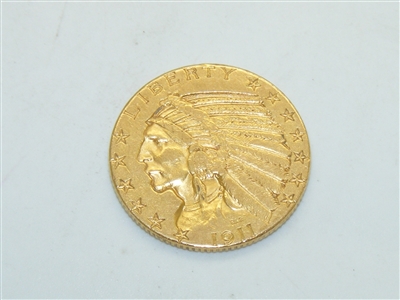 1911 Indian Gold Half Eagle $5 Coin