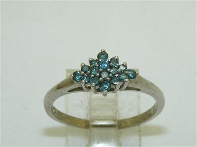 14k white Gold Blue Diamond Ring