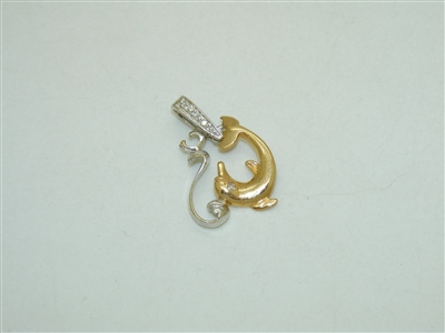 14k Yellow and White Gold Dolphin Pendant