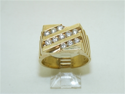 14k Yellow Gold Men's Diamond Ring