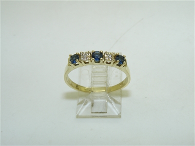 14k Yellow gold Diamond and Natural Sapphire