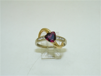 14k White And Yellow Gold Garnet Diamond Ring