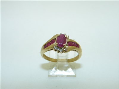 10k Yellow Gold Ruby and Diamond Ring