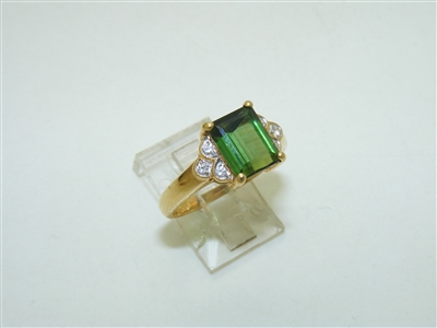 Gorgeous Tourmaline Diamond Yellow Gold Ring