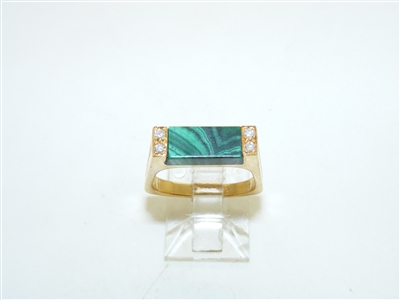 18k Yellow Gold Malachite stone