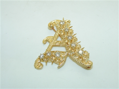 14k Yellow Gold Diamond "A" Pin/Brooch