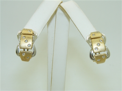 14k Multi Tone French Clip Earrings