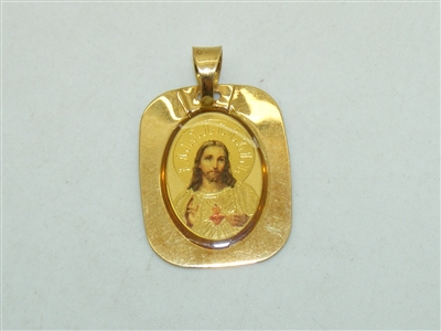 18k Yellow Gold Jesus Medal Pendant