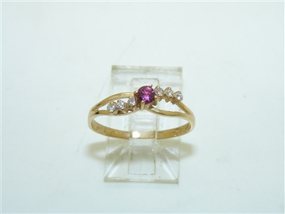 14k Yellow Gold Cute Diamond And Ruby Ring