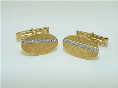 18k Yellow Gold Diamond Cuff Links