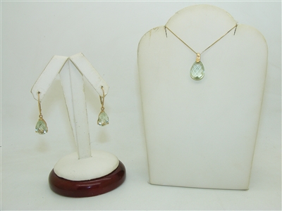 Prasiolite Green Amethyst Earring and Necklace Set