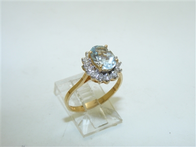 14k yellow Gold Aquamarine Diamond Ring