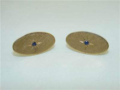 Natural Sapphire Yellow Gold Cufflinks