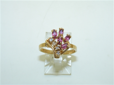 14k Yellow Gold Gorgeous Diamond And Ruby Ring