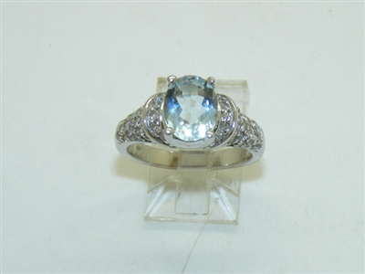 14k White Gold Aquamarine Diamond Ring