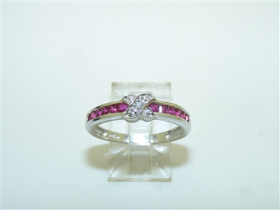 14k White Gold Ruby X Ring