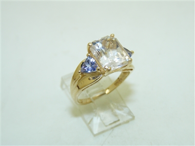 14k Yellow Gold Morganite and Tanzanite ring