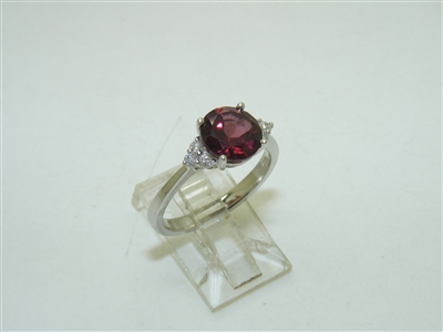 14k White Gold rhodolite Garnet And Diamond Ring