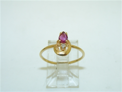 14k Yellow Gold Diamond and Ruby Ring