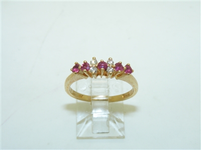 14k Yellow gold Diamond and Ruby Ring