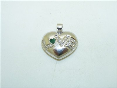 10k White Gold Heart Love Pendant