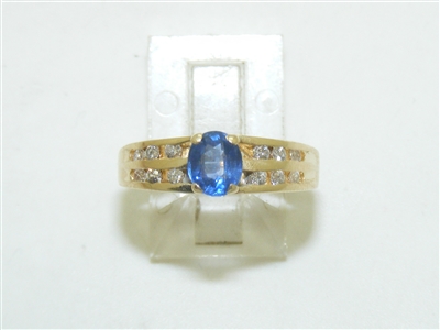 Gorgeous 14k Yellow Gold Diamond Natural Blue Sapphire