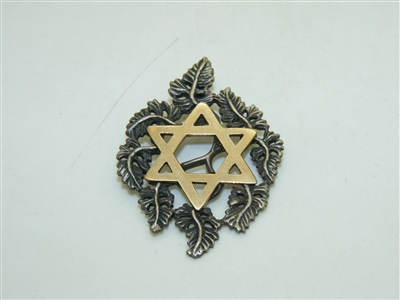 14k Yellow Gold Star Of David Sterling Silver Pendant