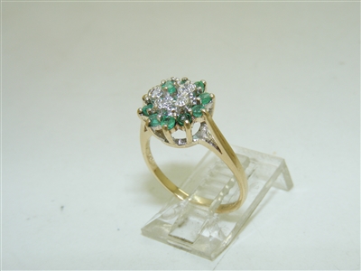 14k Yellow Gold Emerald Diamond