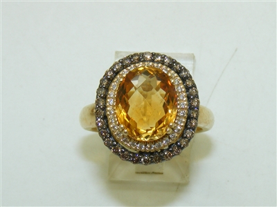 14k Yellow Gold Citrine Diamond Ring