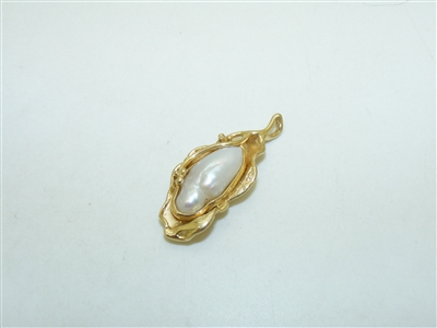 14k Yellow Gold Fresh Water Natural Pearl Pendant