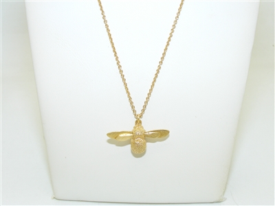 Gold Plated Bee Pendant and Necklace