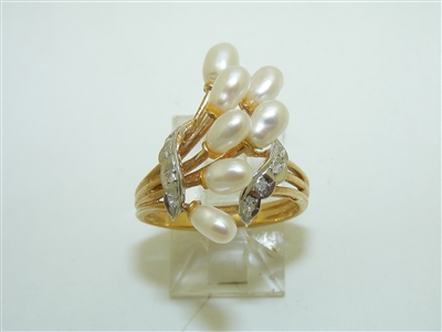 14k Yellow Gold Diamond Pearl