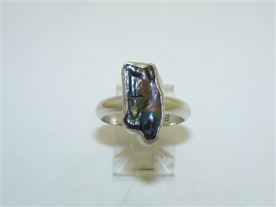 Biwa Freshwater Peacock Pearl Silver Ring