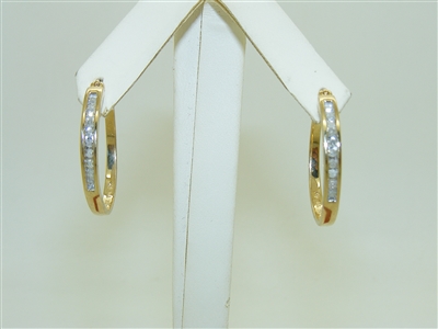 10k Yellow Gold Diamond Hoop Earrings