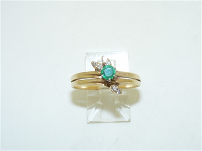 14k Yellow Gold Diamond Emerald Ring