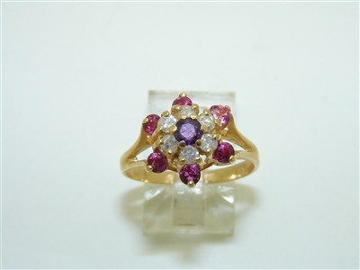 14k Yellow Gold Diamond Ruby Ring