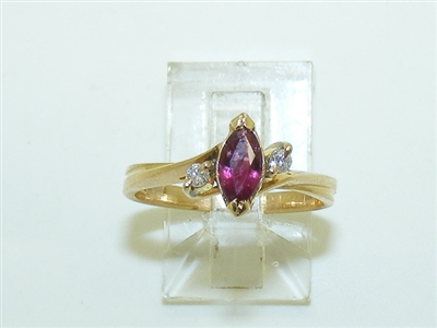 Natural Ruby Marquise Diamond Ring